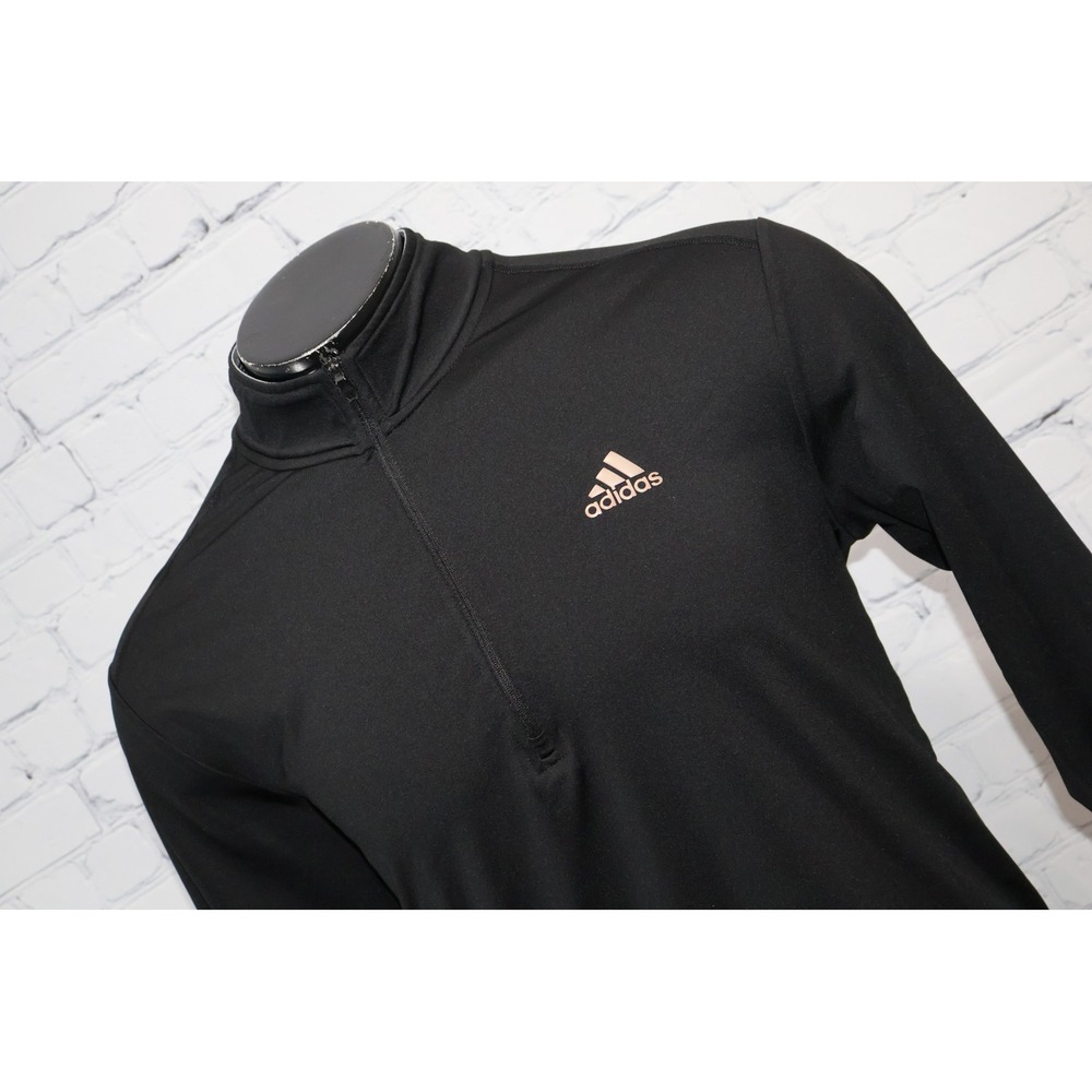 Adidas Golf Pullover Mens Medium Black 1/4 Zip Long Sleeve Rose Gold Logo Shirt